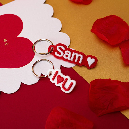 Valentines Two-Colour Personalised Keyring