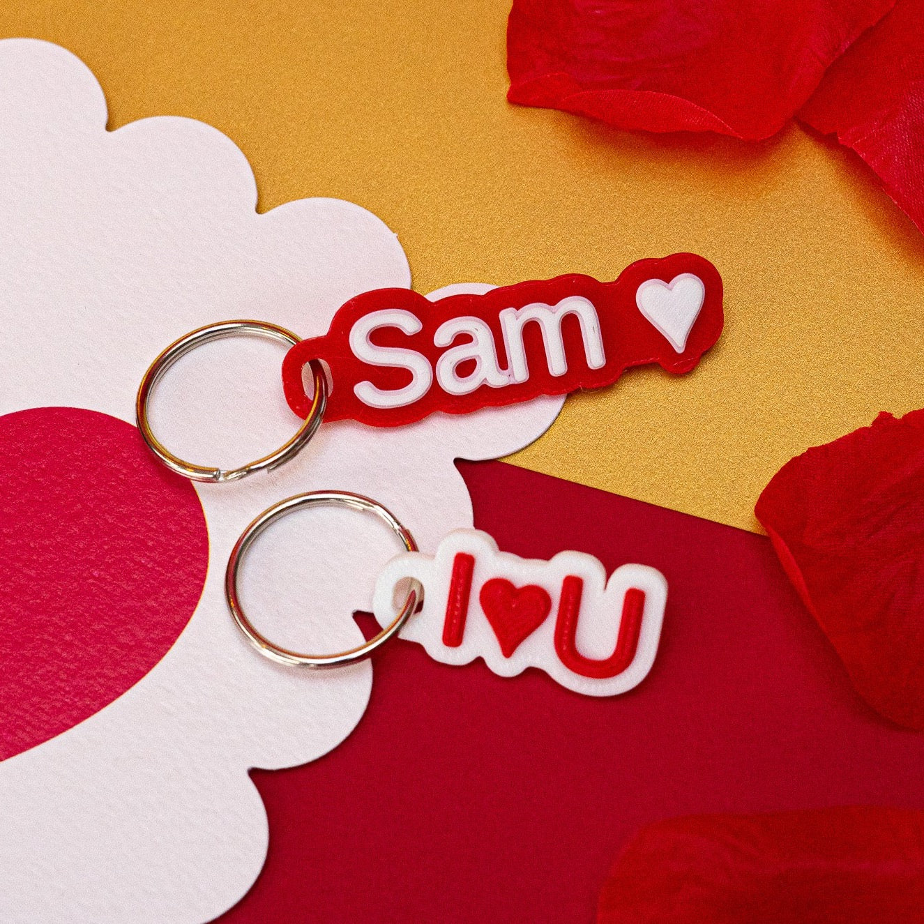 Valentines Two-Colour Personalised Keyring