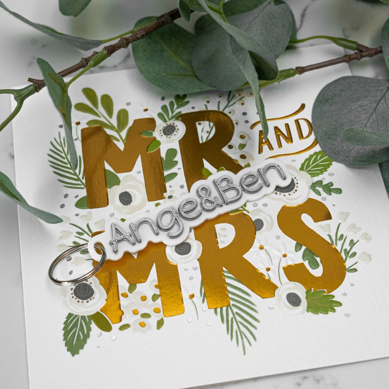 Wedding Favour Two-Colour Personalised Keyring